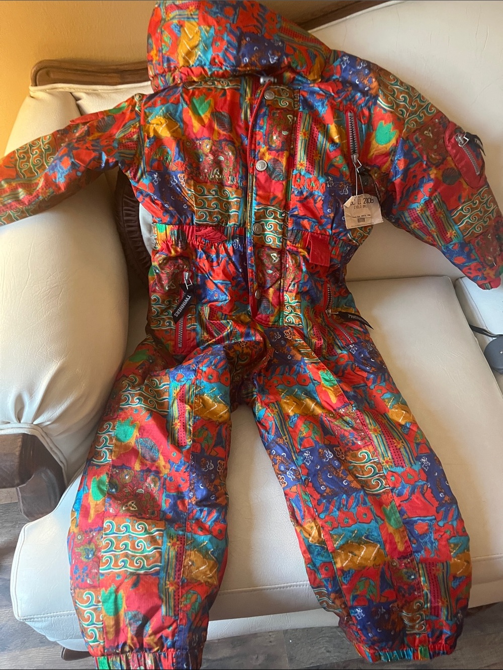 Vintage twinners Colorful Printed One-Piece Snowsuit - size unknown!